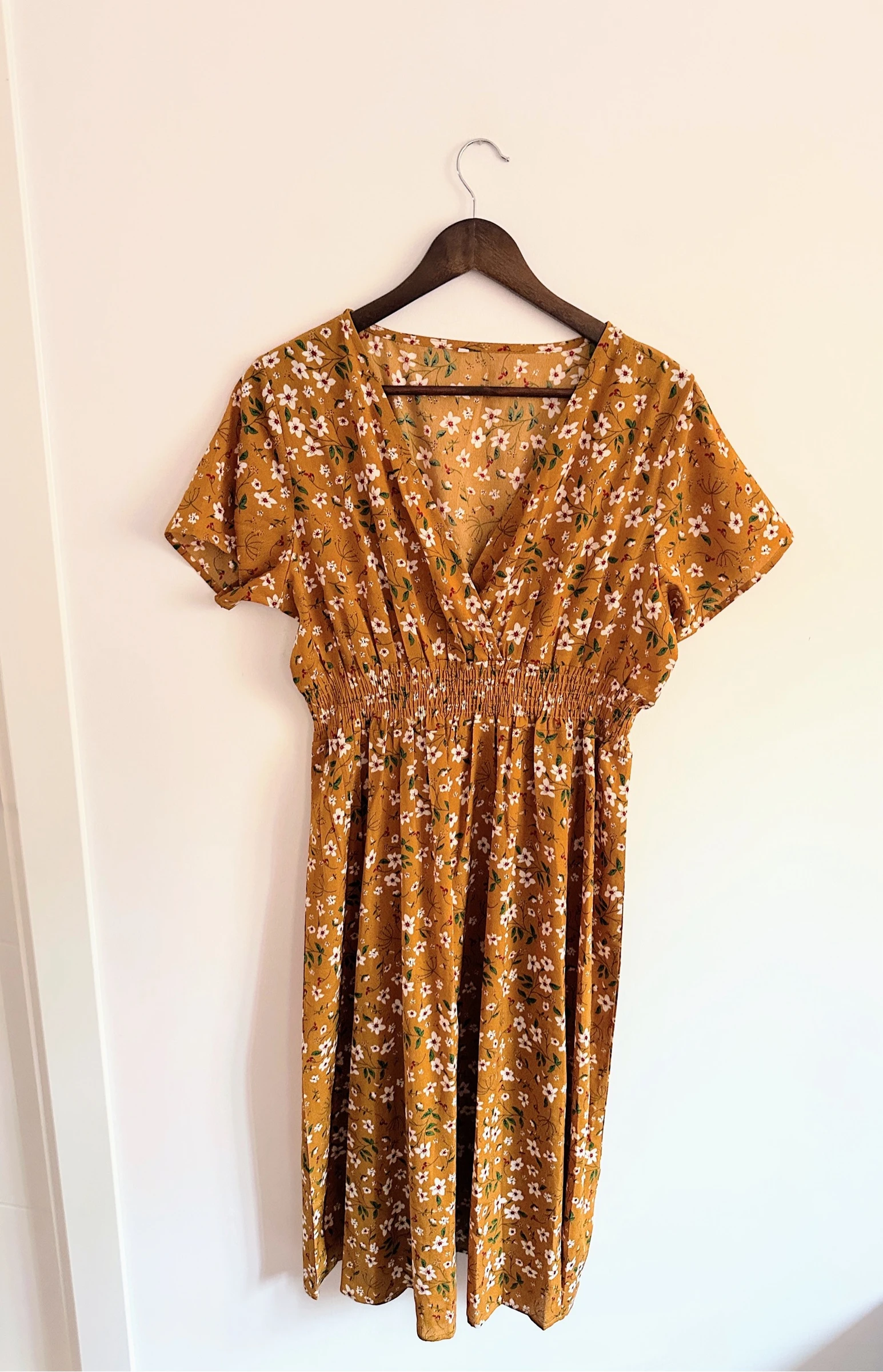 Mustard floral boho-style midi dress - Basic bohemian size XL – photo 3
